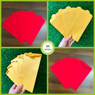Combo 50 và Combo 100 bao lì xì giấy nhung đỏ và vàng ánh kim cao cấp dùng viết thư pháp hoặc vẽ tay