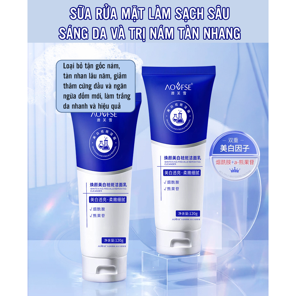 Sữa Rửa Mặt AOFSE - Sữa AOFUXE Chăm Sóc Da Toàn Diện, Dưỡng Trắng, Làm Mờ Nám Tàn Nhang, Làn Da Trắng Mịn