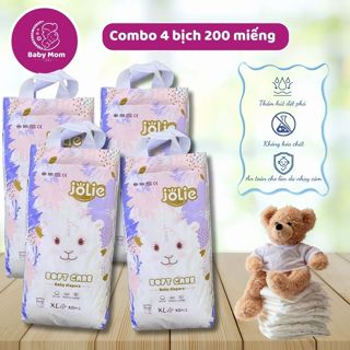 Combo 4 bịch tã quần Jolie siêu thấm hút, siêu khô thoáng Tã chất lượng cho bé, kinh tế cho mẹ