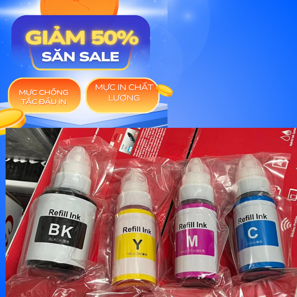 Mực máy in canon (GL-790) Refill/Bulk ink Canon G1000, G1010, G2010, G3010 G2000, G3000... đen/xanh/