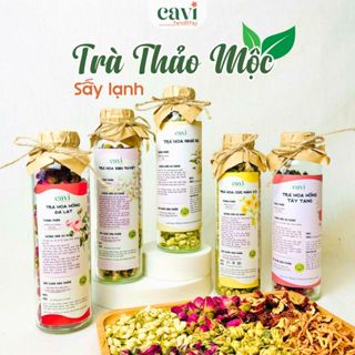 Trà Hoa Sấy lạnh tự chọn - Hoa hồng, hoa cúc, sen tuyết chai thủy tinh 500ml