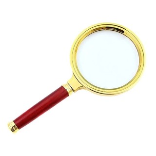 Kính lup cầm tay Magnifier 80mm phóng đại lớn 10x cán gỗ giả dùng phóng to soi đồ vật, đọc sách báo sửa đồng hồ bỏ túi