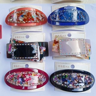 [Cao cấp] [Cho tóc dày-nhiều] Kẹp tóc cặp tóc sau nhựa mika khảm xà cừ đính đá dòng Luxury nữ trung niên size 10cm