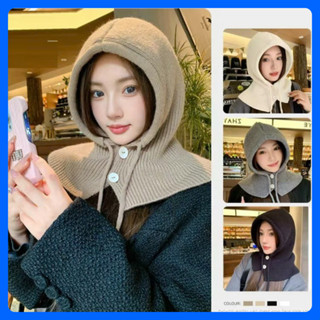 Mũ len balaclava có dây kèm cúc cài siêu ấm kiểu dáng đơn giản Ulzzang Nón trùm đầu giữ nhiệt giá rẻ