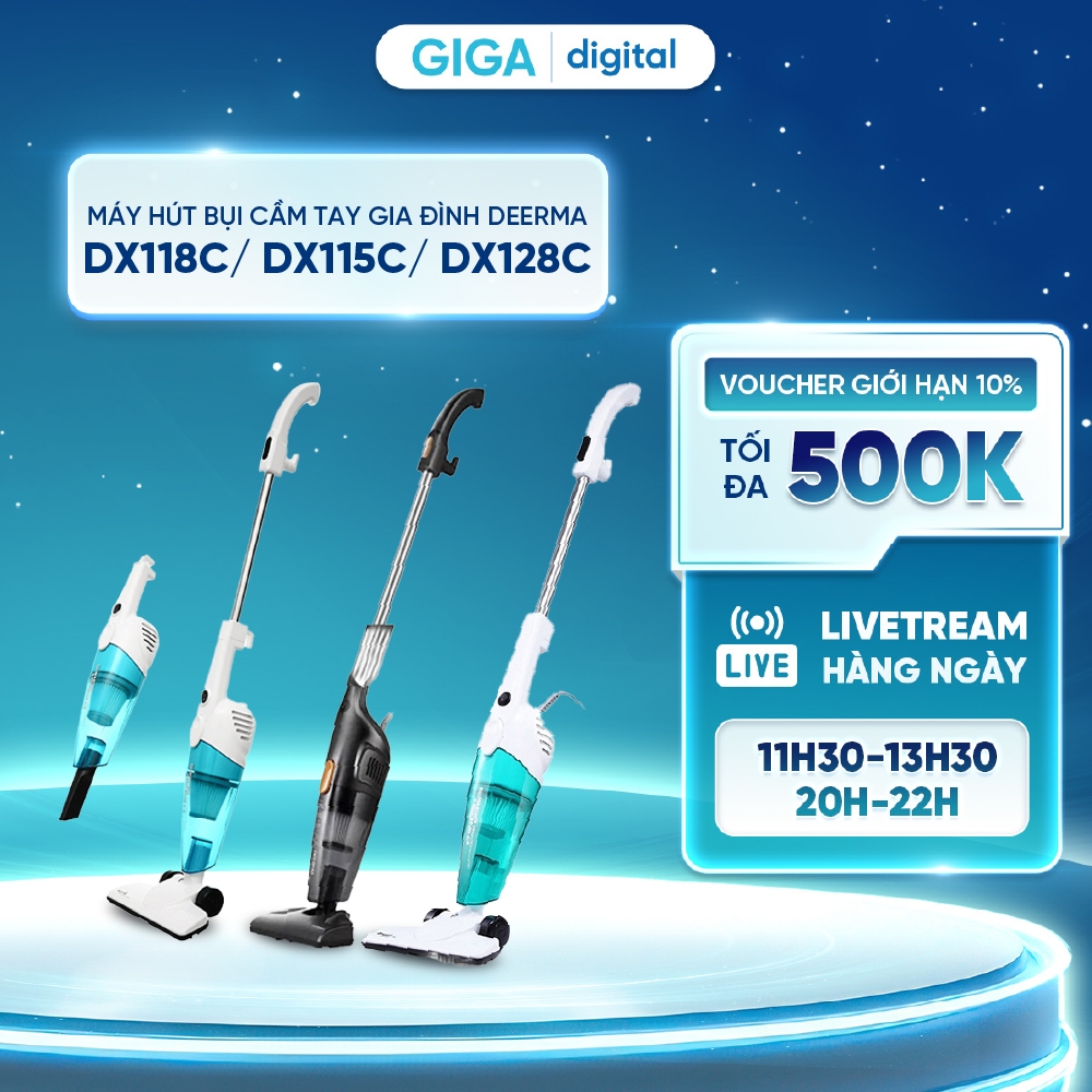 Máy Hút Bụi Cầm Tay Gia Đình Deerma Dx118C / Dx115C / Dx128C - Công Suất 400W - 600W 3 Đầu Hút, Dây 4.5M