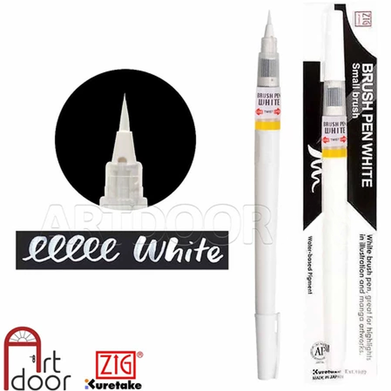 [ARTDOOR] Bút đi nét Trắng KURETAKE Zig Brush đầu cọ mềm