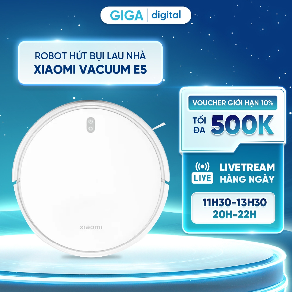 Robot hút bụi lau nhà Xiaomi Vacuum E5 - Ba cấp độ hút - Lực hút 2000Pa - Điều khiển giọng nói | BigBuy360 - bigbuy360.vn