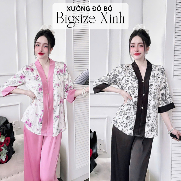 (50-90kg) Đồ lam đi chùa Bigsize thiết kế chất lụa latin mềm mát họa tiết sang trọng