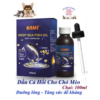  Dầu cá hồi cho Chó Mèo KAMT Deep Sea Fish Oil Skin & Coat Health Chai 100ml Giúp dưỡng lông  Tăng sức đề kháng thú cưng 