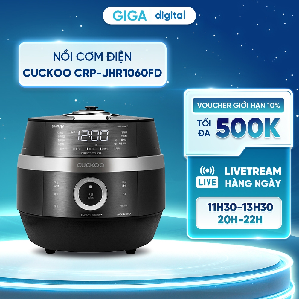 Nồi cơm điện Cuckoo CRP-JHR1060FD dung tích 1.8 Lít - Tự động làm sạch - Nhiều chế độ nấu