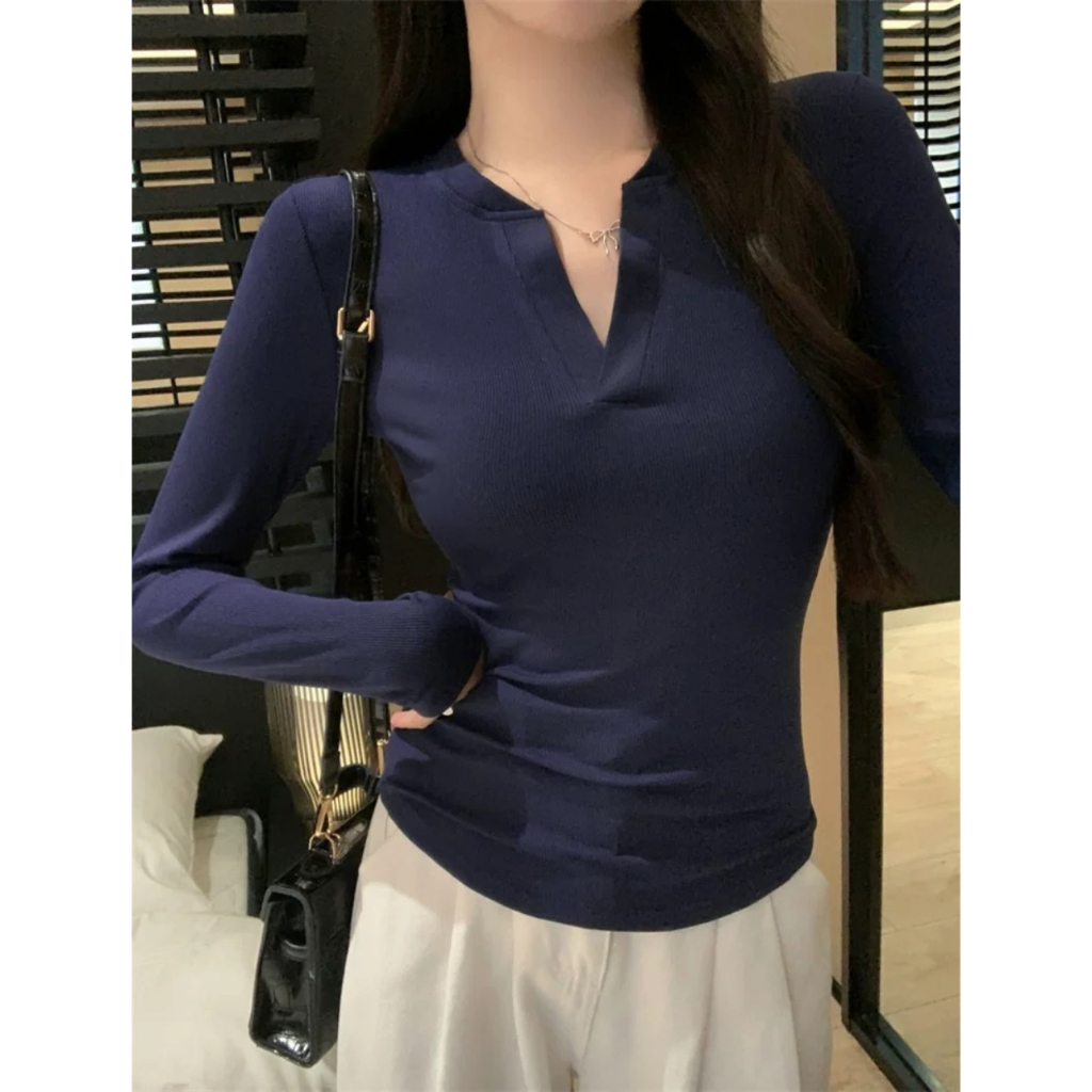 Áo thun nữ kiểu cổ trụ tàu form ôm body tạo thắt eo A097 dễ mặc dễ mix đồ