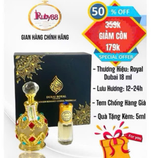 (Nguyên tem) Tinh dầu nước hoa Dubai Royal 18ml thơm 24h