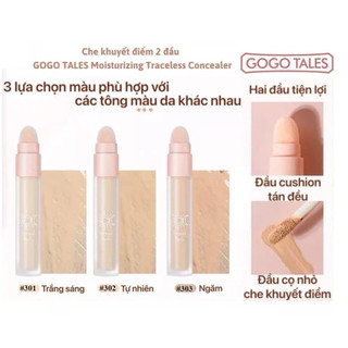 (BIG SALE) Kem che khuyết điểm 2 đầu Gogo Tales trang điểm mịn nhẹ tự nhiên, dưỡng ẩm