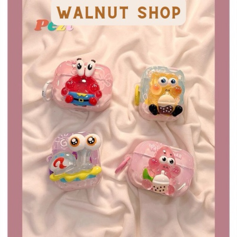 Ốp airpod hình kute gắn stick nổi cho airpod pro 3/2/1 - airpod 4/3/2/1 - Bọc airpod kèm dây móc - ố