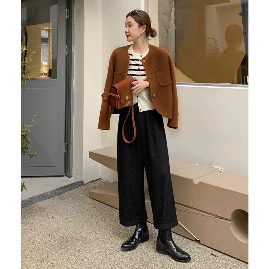 Áo khoác dạ da lộn style Hàn siêu trendy 3 màu nâu - đen - đỏ A2200