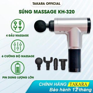 Súng Massage Cầm Tay Mát Xa Trị Liệu Toàn Thân TAKARA Với 4 Đầu Thay Thế Và 6 Cấp Độ Giảm Đau Mỏi Cơ KH-320