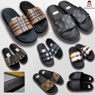 Dép quai ngang BBR MCM tag nâu đế đúc chắc chắn,cao 2,5 cm chống thấm nước Hàng loại 1 FULL BOX