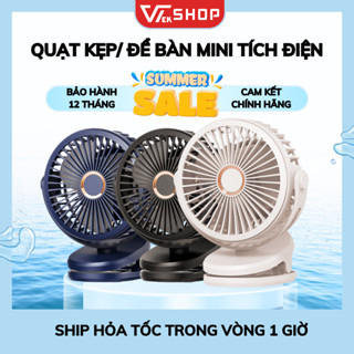 Quạt DELADEP Kiểu Dáng Mini Kẹp Để Bàn Tích Điện Pin 10000 Mah Thời Gian Sử Dụng Liên Tục 8 Tiếng