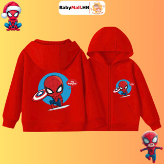  Áo khoác nỉ Hoodie Người Nhện Spiderman bé trai BABYMALL  Áo khoác cotton có mũ khoá kéo cho bé 