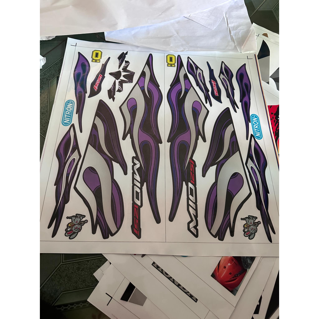 tem rời mio ultimo tem lửa tím bạc dán xe đen