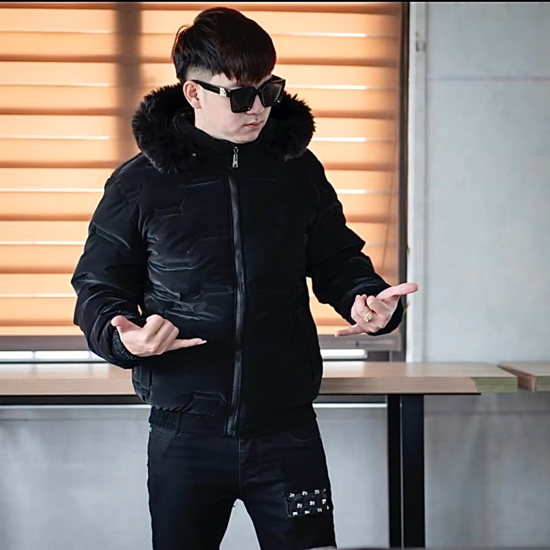 Áo Khoác Phao Nam Đen Nhám KIUTI HOUSE