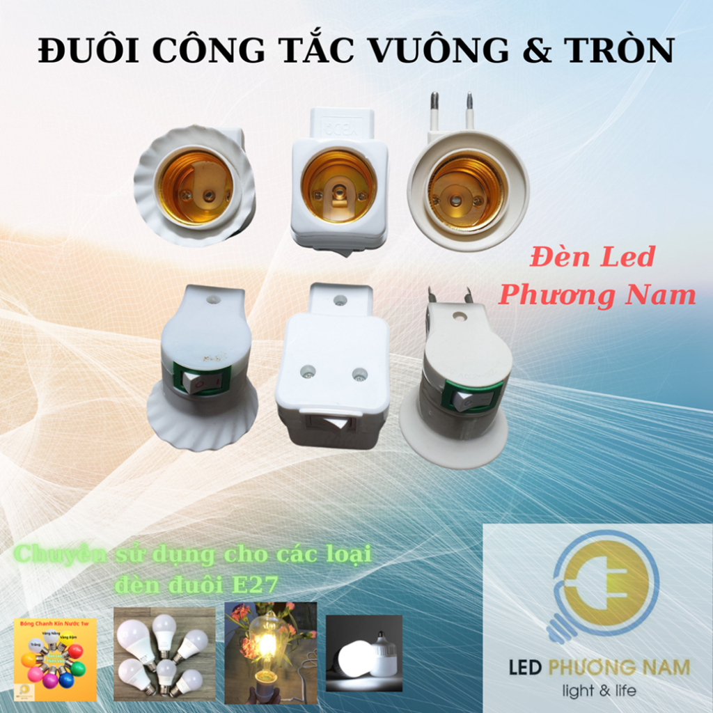 [COMBO 2 ]  Đuôi đèn xoáy công tắc E27