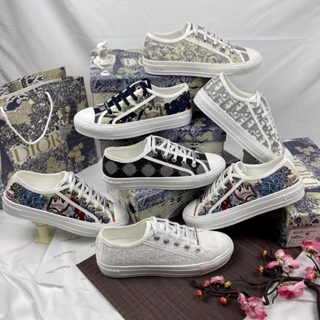 Giày thể thao Dio Walk Embroider đen, xám hoạ tiết canvas phong cách trẻ trung cho nam nữ