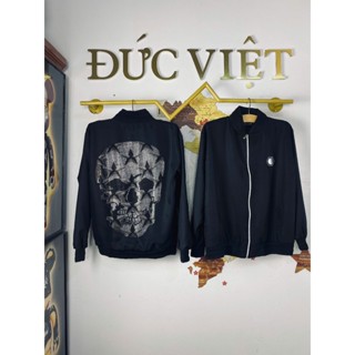 Áo Khoác gió QP Đầu Lâu Philip Lưng Chuẩn Mẫu - Áo Khoác gió 2 lớp Dày Dặn -Áo Khoác Nam Đầu Lâu Đính Đá HOT