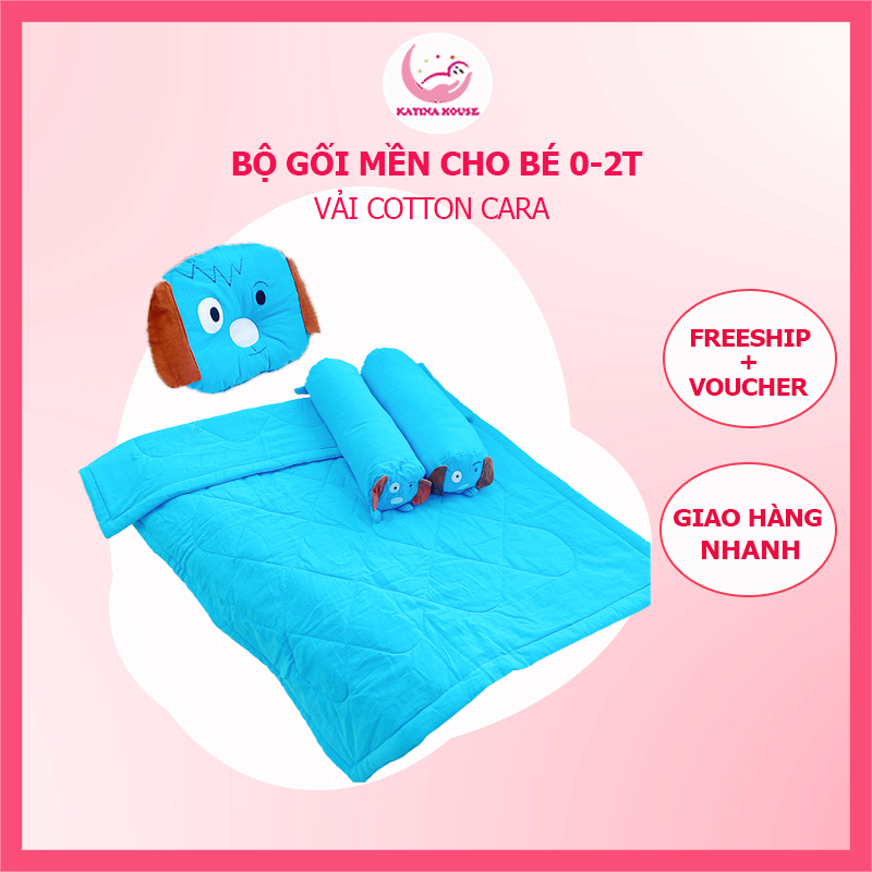 Gối mền cho bé Katina House, vải cotton cara mềm mát, thấm hút tốt, phù hợp 0-2 tuổi