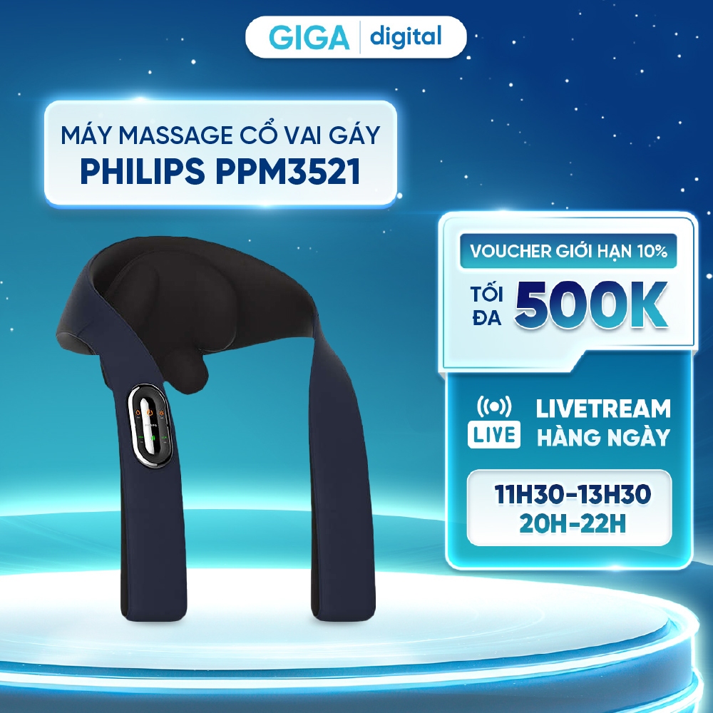 Máy massage cổ vai gáy Philips PPM3521 - Chườm ấm thư giãn - 3 chế độ mát xa nhiều vùng trên cơ thể 