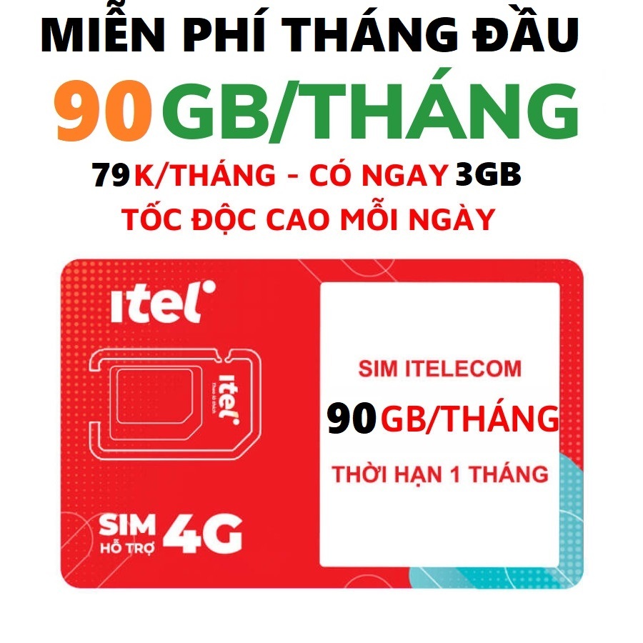 Sim ITEL VINAPHONE 4G 90G mỗi tháng, sim Vinaphone gọi Vinaphone miễn phí