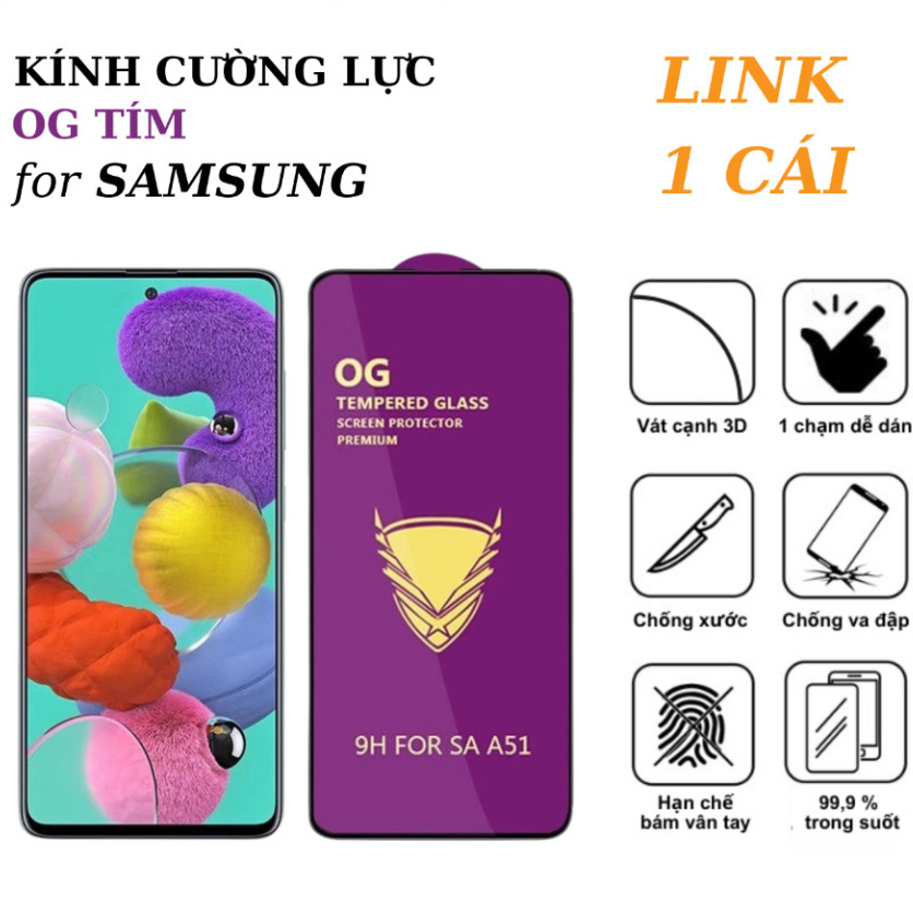 [ Đủ mã Samsung A02-A02S-A03-A03S-A04-A04S-A05-A05S-A06 ] Cường lực iPhone OG Tím chống tĩnh điện