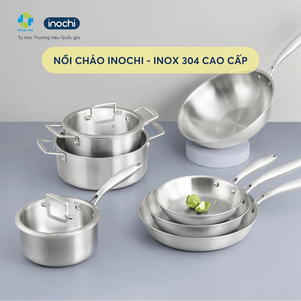 Nồi, Quánh INOX nguyên khối OMI GOURMET - Inochi Bắt từ nhanh, tiết kiệm điện năng Cỡ 18-20-24cm