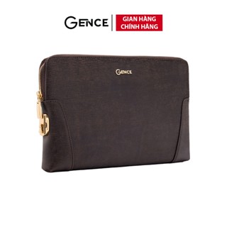 Ví Cầm Tay Clutch Nam GENCE CK11 Da Bò Khóa Số Cao Cấp Màu Nâu Phụ Kiện Vàng Hoặc Bạc
