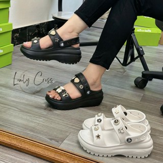 ( Hàng sịn) Dép Cross Sandal cao 6cm, dép Crocs quai ngang tặng kèm hình gắn 3D như ảnh