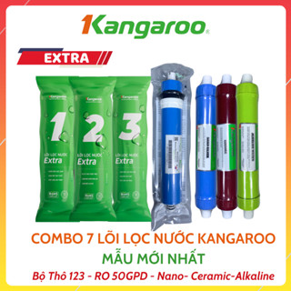 Combo 7 Lõi Lọc Nước Kangaroo Gồm Bộ Thô 123 Và Màng RO Nano Ceramic Alkaline Dùng Cho Máy Lọc Nước KG104A...