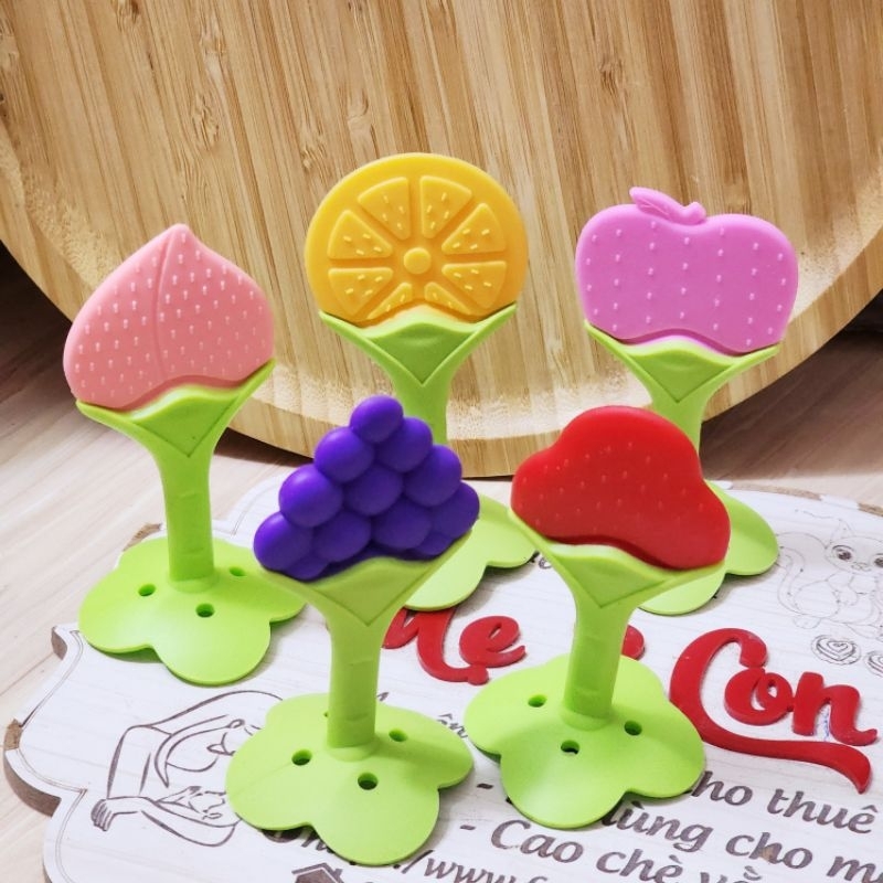 [Tặng dây đeo]Đồ Chơi Gặm Nướu Hình Trái Cây Bằng Silicone Cho Bé 3-12 Tháng Tuổi Mọc Răng, An Toàn Cho Bé Trai, Bé Gái