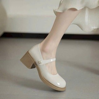  zinzin3456- Giày Lolita nữ đế cao 5p giày búp bê quai ngang đính ngọc da bóng - AC266 có 2 màu cực đẹp và êm chân 