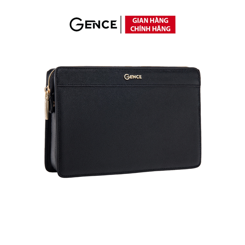 Clutch Da Hàng Hiệu Ví Nam Cầm Tay Công Sở GENCE HT11 Da Bò Cao Cấp Màu Đen Hai Phân Loại Khóa Thường và Khóa Số
