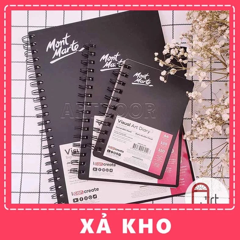 [ARTDOOR] Sổ vẽ chì MONT MARTE Visual Art mỏng 110gsm (vân mịn) - SỔ A6 Đúng (60 tờ) - [xả kho]
