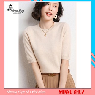  Áo Len Nữ Cổ Tròn Tay Bo Nhẹ Nhàng Phom Basic Dễ Mặc Hàng QC Minxu Shop CH 