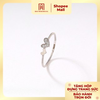 Nhẫn vàng 10k hình trái tim gắn đá dáng mảnh nhẹ nhàng Bảo Tín Mạnh Hải PYN1V10KDH-301011