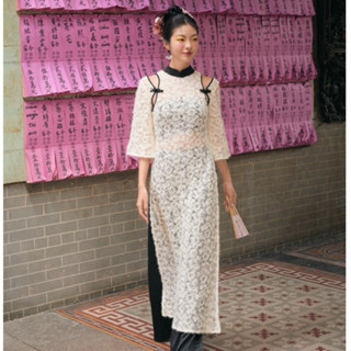  ÁO DÀI THANH kèm quần vải ren thiết kế khoét vai INTO.EIGHT thiết kế 