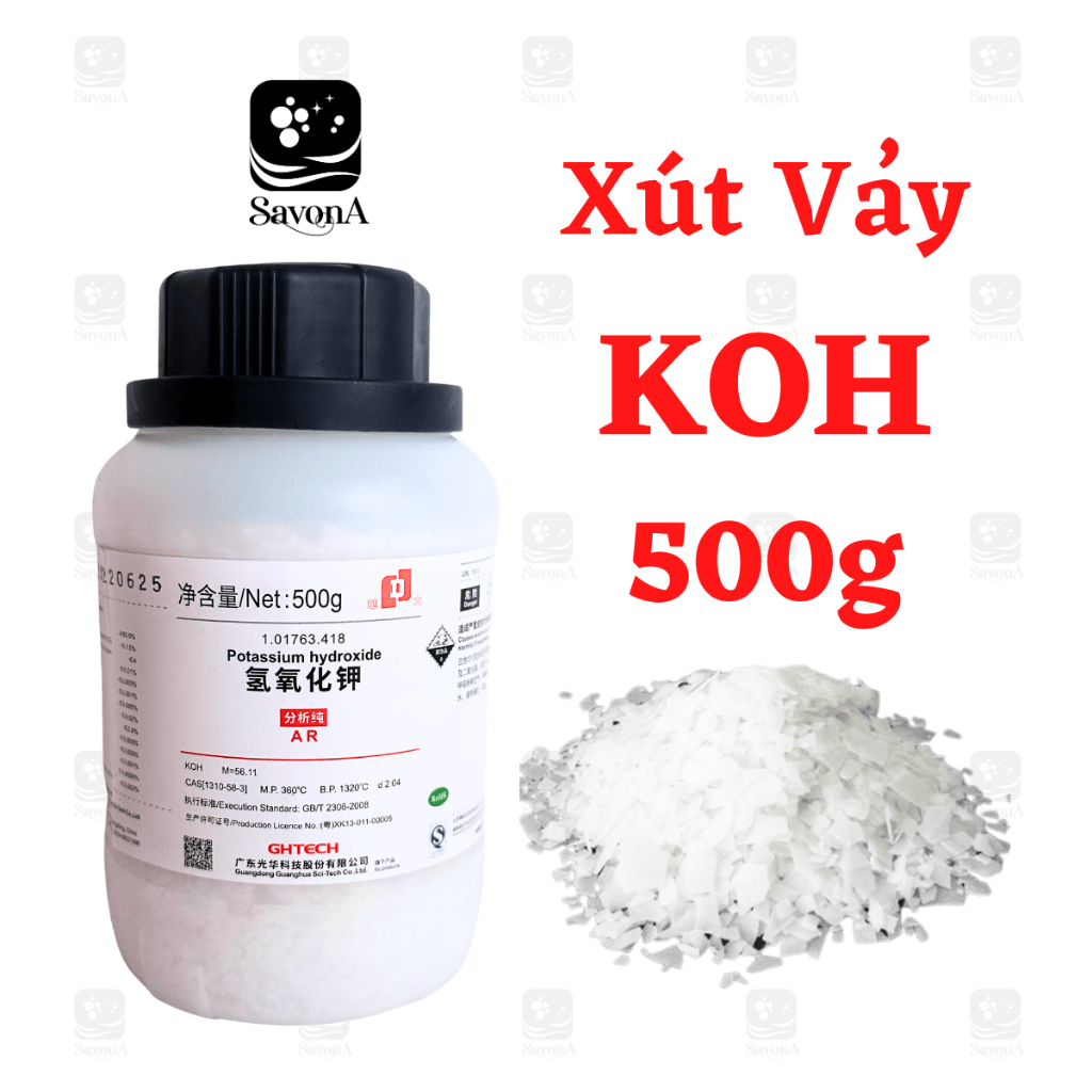 Xút Hạt Tinh Khiết NaOH KOH JHD Sơn Đầu Làm Xà Phòng 500g SavonA - Sodium Hydroxide For Making Soap