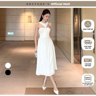  Đầm Xòe Dự Tiệc Cổ Yếm Xếp Nhún Ngực Sang Trọng BBSTORE'S -D3337