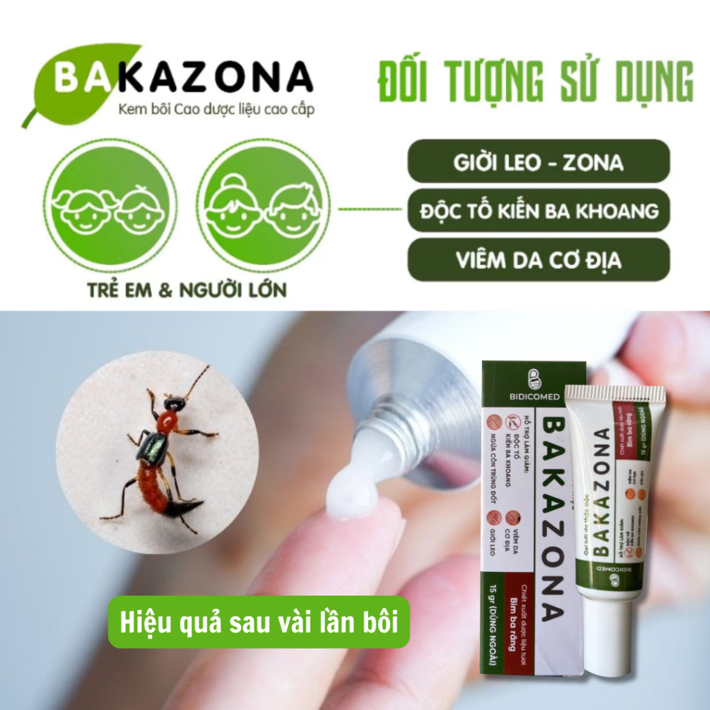 Kem bôi cao cấp Bakazona - Gel bôi thảo mộc Bakazona - Giảm độc tố do côn trùng cắn, giảm viêm da cơ địa - QUINN BEAUTY