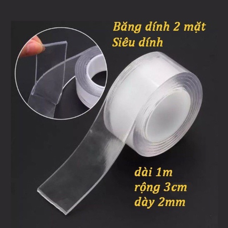 Keo hai mặt trong suốt nano 3M và 5M dán tường, dán kính cố định đồ vật đa năng siêu dính