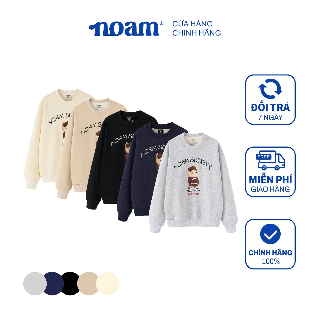 Áo Sweater Unisex NOAM SOCIETY Form rộng Vải nỉ lông cáo mềm mịn