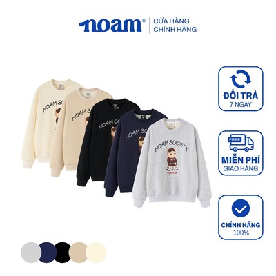 Áo Sweater Unisex NOAM SOCIETY Form rộng Vải nỉ lông cáo mềm mịn