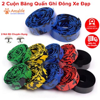 Bộ 2 Dây Cuộn Băng Quấn Ghi Đông Xe Đạp Thể Thao Fixed Gear Single Speed Kèm 2 Nút Bịt Chuyên Dụng Chính Hãng Amalife